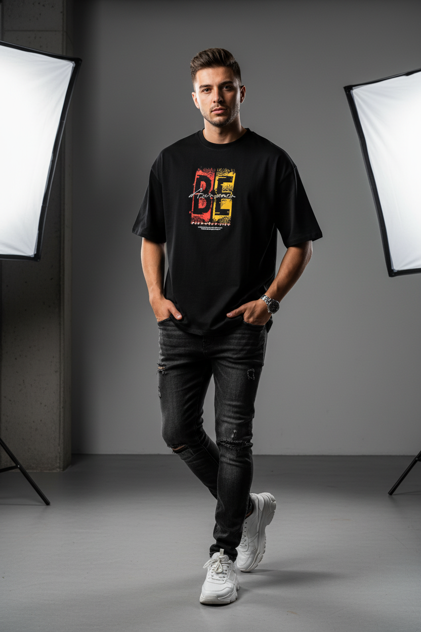 Be Awesome Unisex Oversized Tshirt front and back design