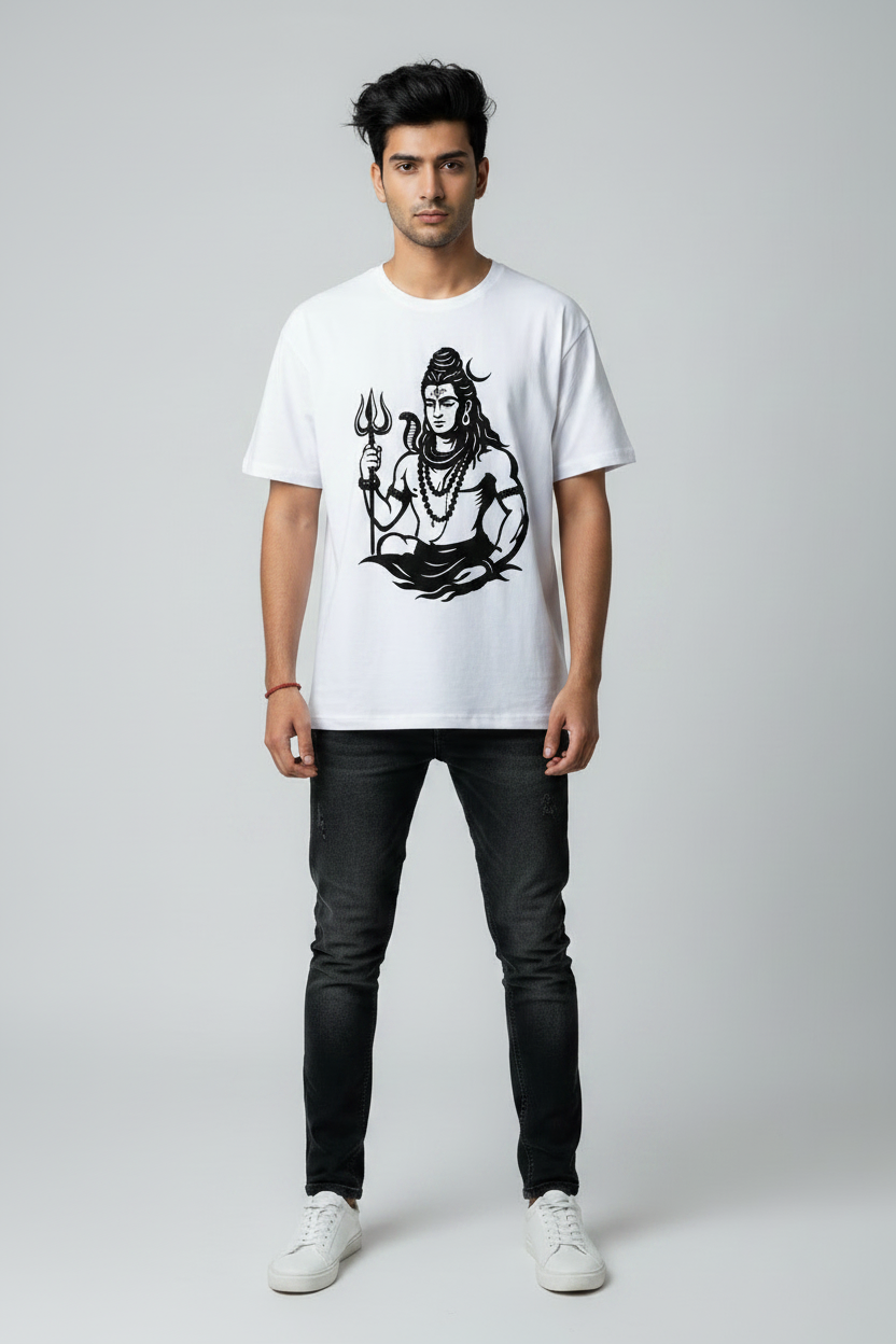 Mahadev  Graphic Print Crew Neck T-Shirt - Unisex Spiritual Tee