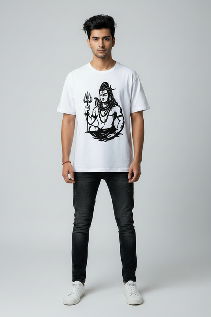Mahadev  Graphic Print Crew Neck T-Shirt - Unisex Spiritual Tee