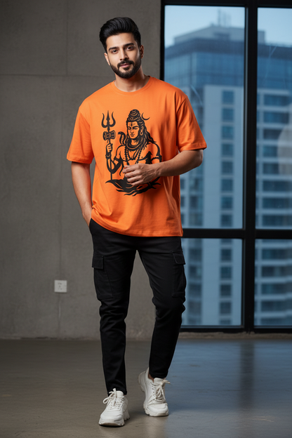 Mahadev  Graphic Print Crew Neck T-Shirt - Unisex Spiritual Tee