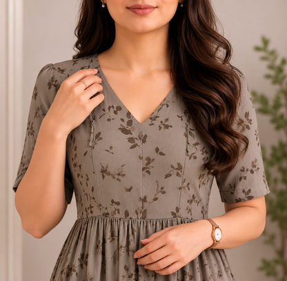Comfortable Feeding Maternity Dress for Women | Stylish Floral Print Gown