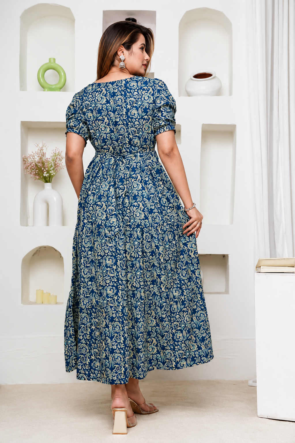 Women's Maternity Zip Gown | Soft Rayon Front Zip Feeding & Nursing Dress