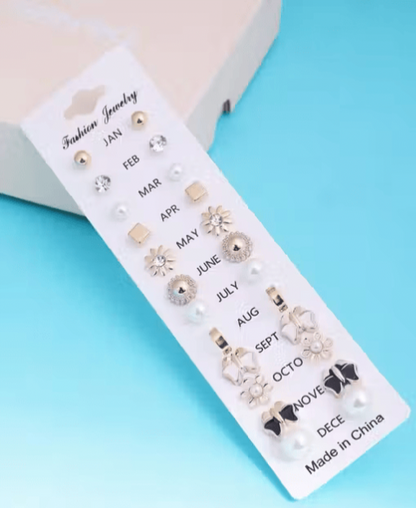 Combo Of 17 Earrings Pair For Girls Earrings For Kids Metal Studs Earrings