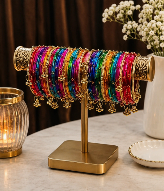 Traditional Kashmiri Ghungroo Chudi Set | Multicolor Ethnic Bangles