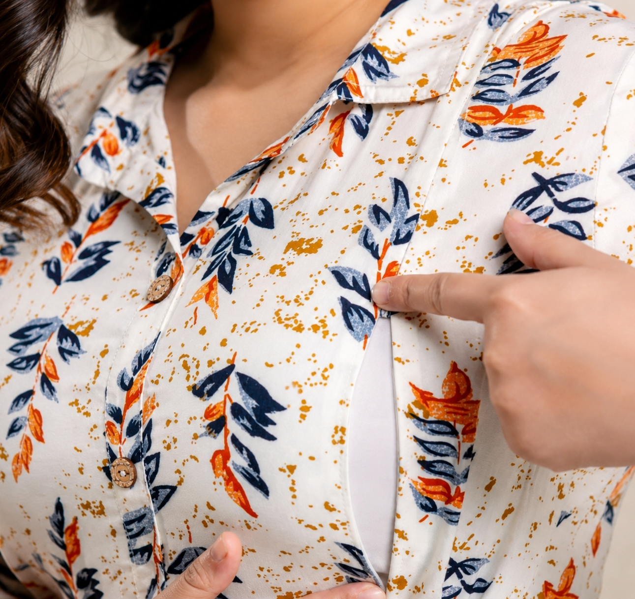 Premium Rayon Maternity Kurti | Floral Print Pregnancy & Feeding Kurti