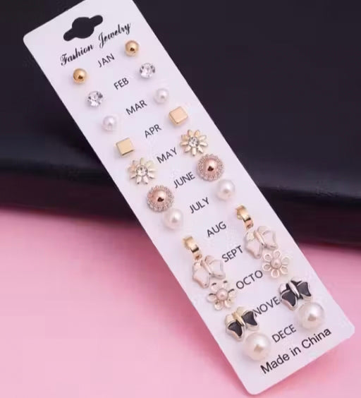 Combo Of 17 Earrings Pair For Girls Earrings For Kids Metal Studs Earrings